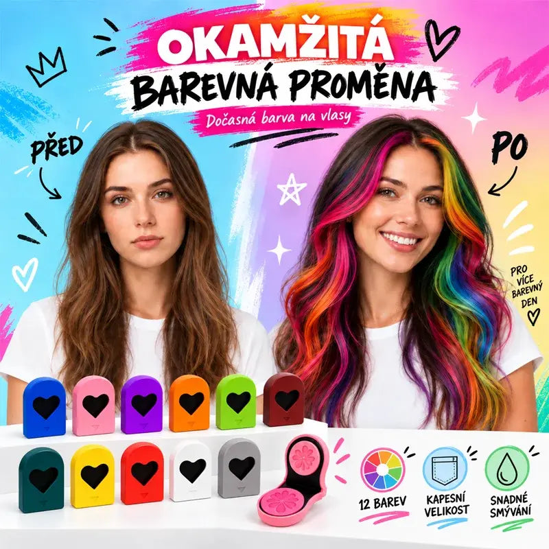 🌈Kompaktní pudrová barva na vlasy s 12 odstíny pro rychlé barvení