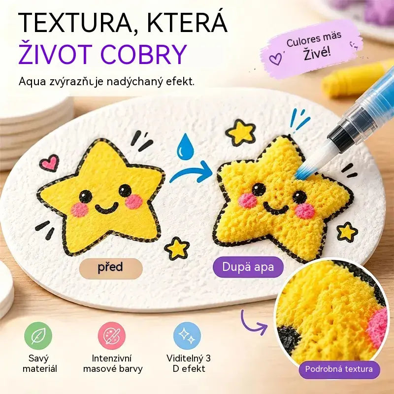 🎨Jen 540 Kč-Sada 46 kusů 12 barevných fixů; Sada barev s 3D texturou houby