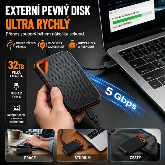 【Poslední den 🔥50% sleva】💥【32TB】 Vysokorychlostní a velkokapacitní přenosný pevný disk
