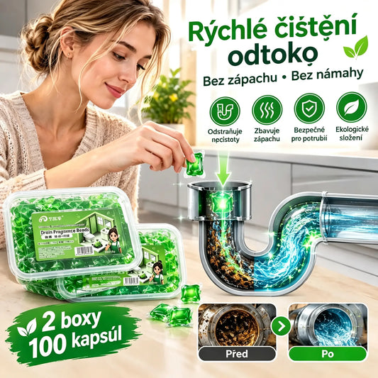 2 balení (100 tablet) za 540 Kč. Ve vodě rozpustné kapsle na odstranění zápachu z odtoků – dokonalé řešení, jak zabránit šíření zápachu v koupelnách a kuchyních.