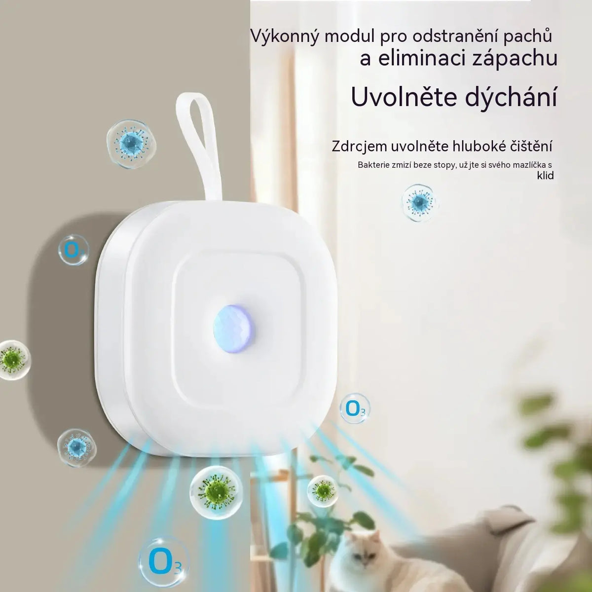 Chytrý odstraňovač zápachu domácích mazlíčků s popruhem na zavěšení