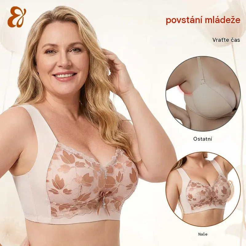 💖【3ks】1 sada za 520 Kč 🥰 Krajkové podprsenky ve velkých velikostech (M–4XL), bez kostic, s okouzlujícím střihem na zádech, sexy a prodyšné, bezešvé provedení, 【40–100 kg】