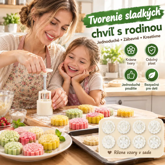 【1 forma se 4 kytičkami】✨😍Sada forem na ruční lisování těsta, kreativní formy na pečení