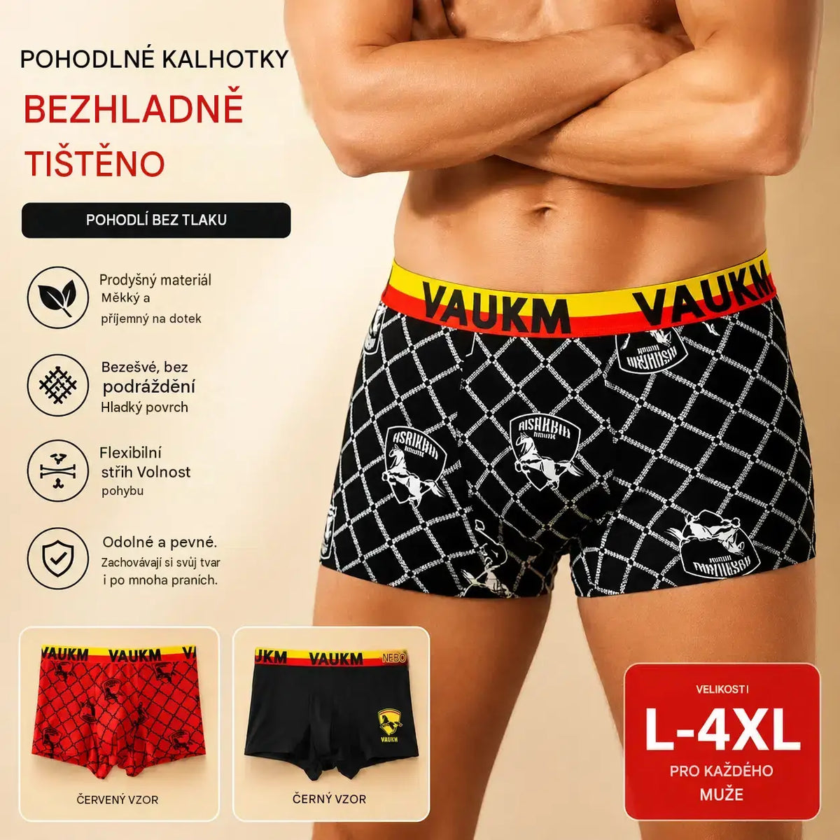 💥【3dílná sada za 550 Kč】🚹✅🔥 Pánské prodyšné spodní prádlo z materiálu Ice Silk, bezešvý střih, pohodlné nošení, k dispozici ve velkých velikostech, stylové potisky