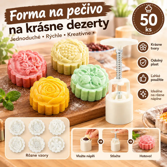 【1 forma se 4 kytičkami】✨😍Sada forem na ruční lisování těsta, kreativní formy na pečení