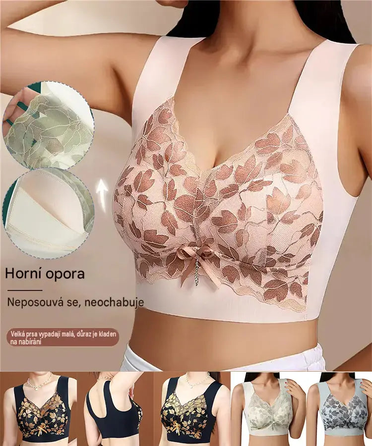 💖【3ks】1 sada za 520 Kč 🥰 Krajkové podprsenky ve velkých velikostech (M–4XL), bez kostic, s okouzlujícím střihem na zádech, sexy a prodyšné, bezešvé provedení, 【40–100 kg】