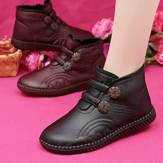 🔥🔥👢【50% SLEVA！！！！】💥【35-40】Dámské kožené, bavlněné, protiskluzové, ručně vyráběné boty na podzim a zimu