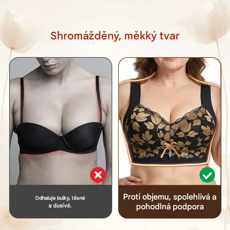 💖【3ks】1 sada za 520 Kč 🥰 Krajkové podprsenky ve velkých velikostech (M–4XL), bez kostic, s okouzlujícím střihem na zádech, sexy a prodyšné, bezešvé provedení, 【40–100 kg】