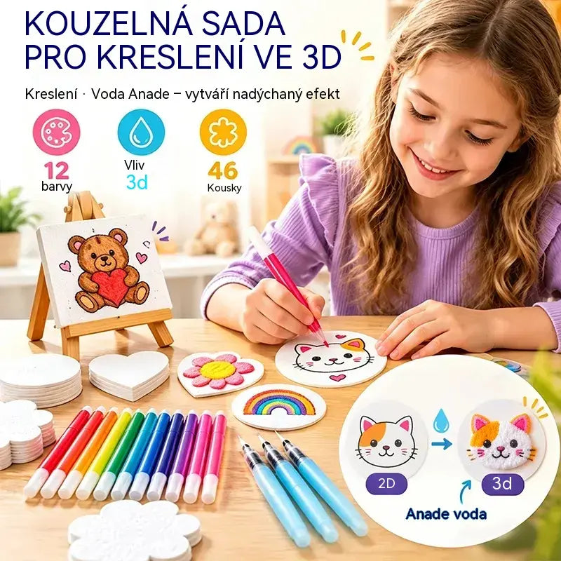 🎨Jen 540 Kč-Sada 46 kusů 12 barevných fixů; Sada barev s 3D texturou houby