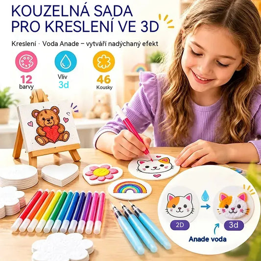 🎨Jen 540 Kč-Sada 46 kusů 12 barevných fixů; Sada barev s 3D texturou houby