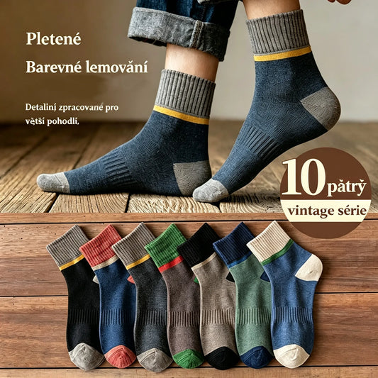 😍🧦【10 párů】Antibakteriální vlněné ponožky, deodorizační a teplé na podzim a zimu.