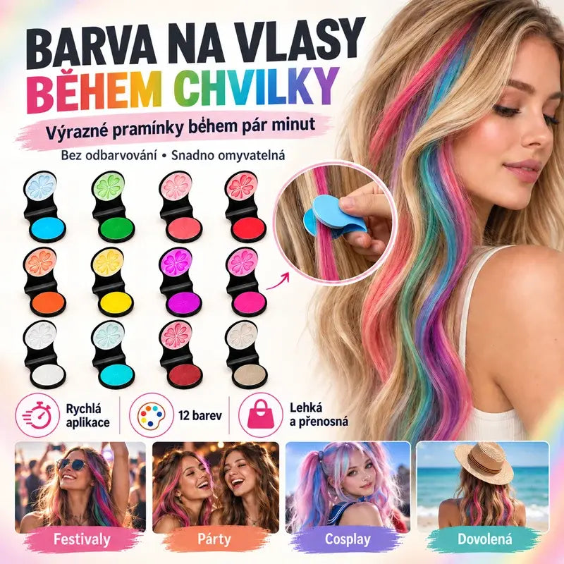 🌈Kompaktní pudrová barva na vlasy s 12 odstíny pro rychlé barvení
