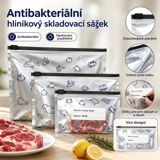 【30 sáčků】 antibakteriálních hliníkových sáčků, super snadno použitelných, pro zachování čerstvosti.