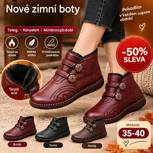 🔥🔥👢【50% SLEVA！！！！】💥【35-40】Dámské kožené, bavlněné, protiskluzové, ručně vyráběné boty na podzim a zimu