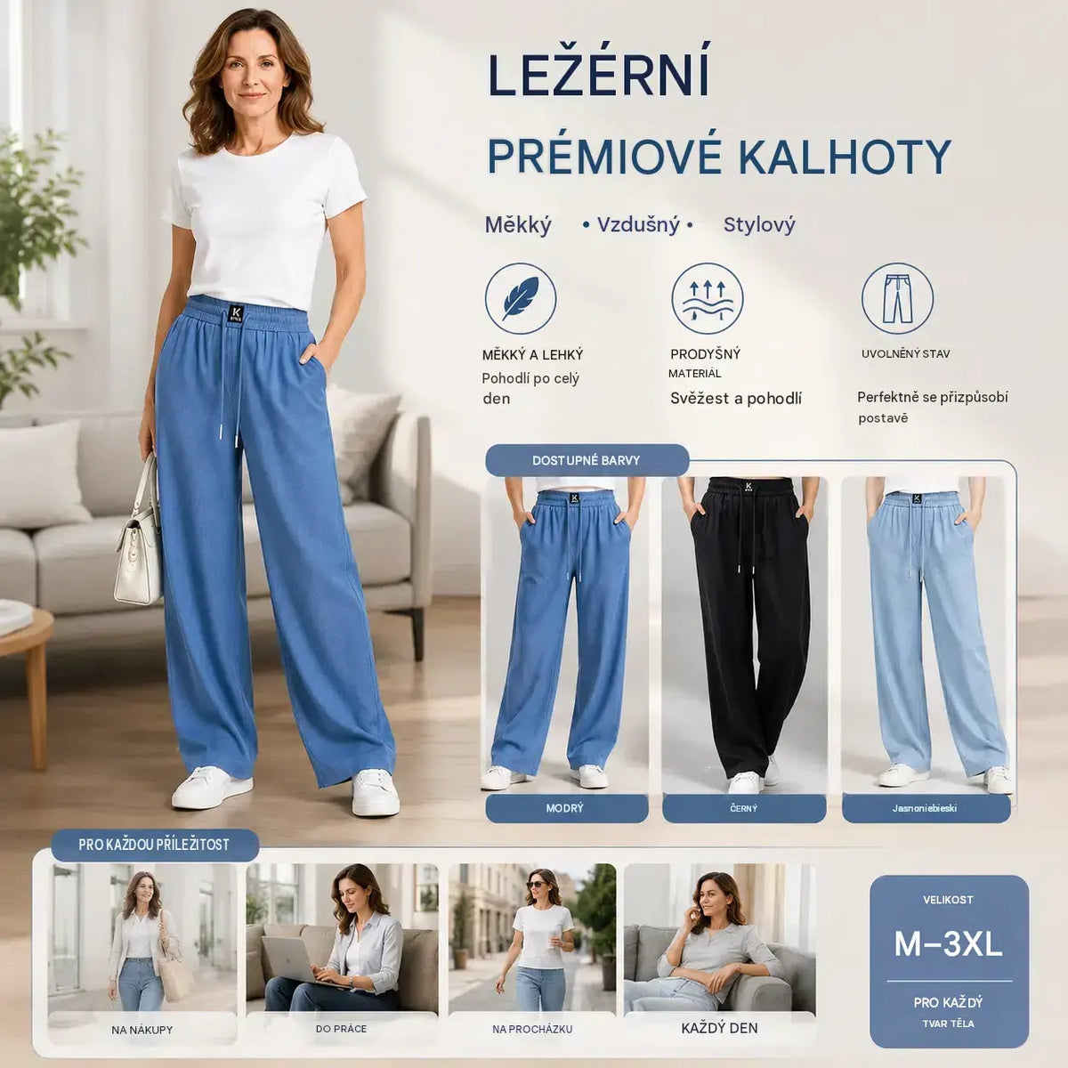 Nové, vysoce kvalitní, měkké, volnočasové kalhoty z roku 2026【S-3XL】🔥👖