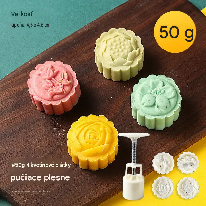 【1 forma se 4 kytičkami】✨😍Sada forem na ruční lisování těsta, kreativní formy na pečení