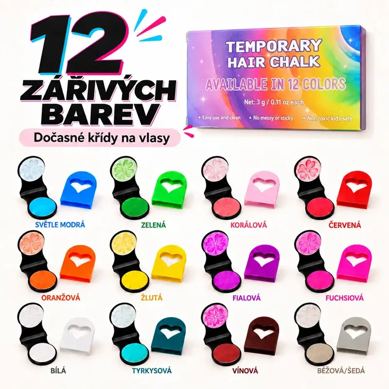 🌈Kompaktní pudrová barva na vlasy s 12 odstíny pro rychlé barvení