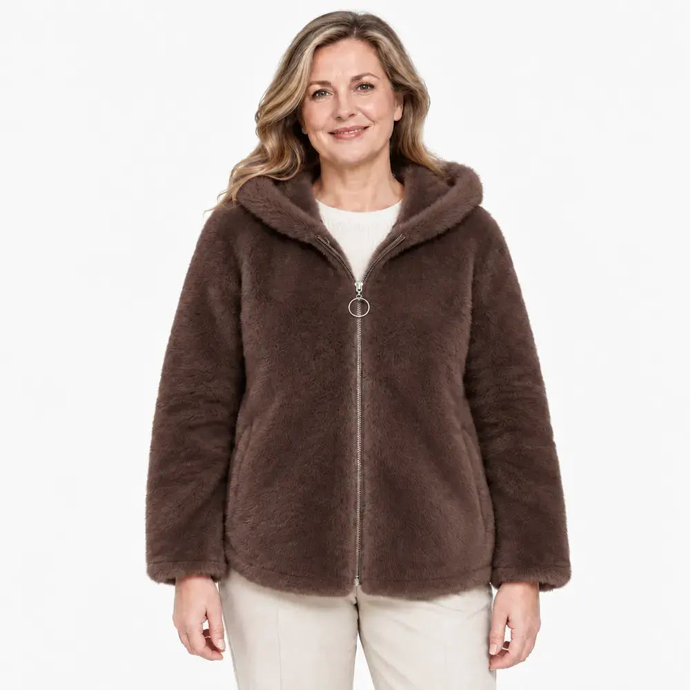 【M-7XL】Dámská zimní fleecová bunda – silná, oboustranná, s kapucí, zateplená, na zip
