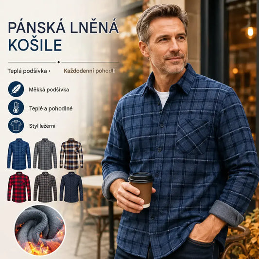 ⏳✨【Poloviční cena】1 kus: 640 Kč 👔【L-5XL】Teplá společenská košile s dlouhým rukávem