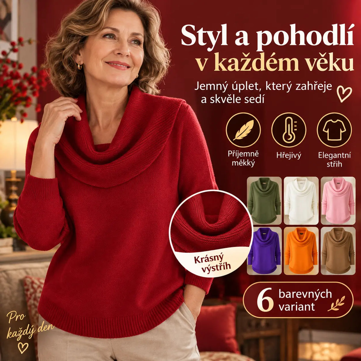🔥【S–3XL】Nová podzimní a zimní jednobarevná pletená dámská halenka, měkká a pohodlná