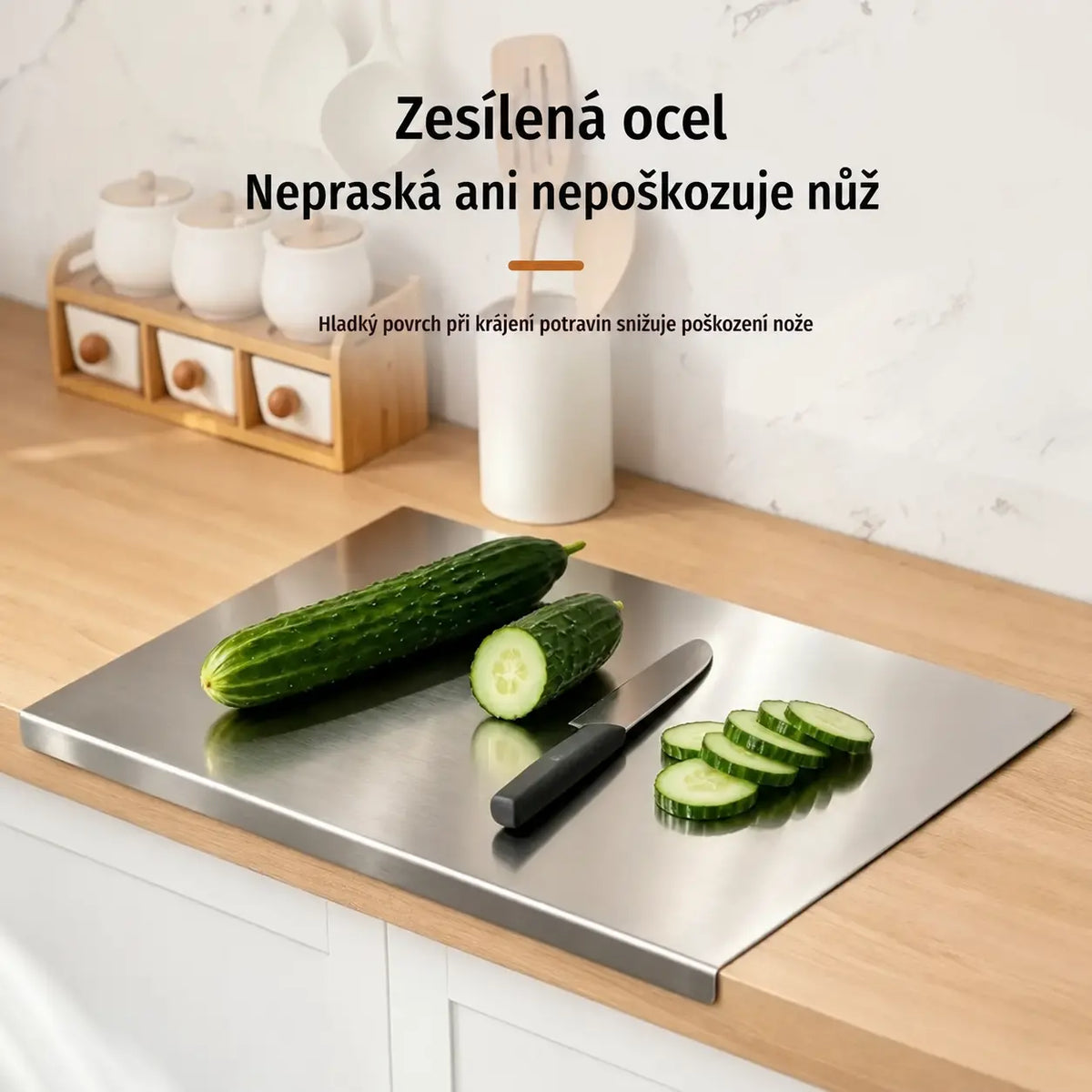 🔪【Extra silná】Krájecí deska z nerezové oceli s ohnutým okrajem – multifunkční a stabilní, ideální pro profesionální kuchyni i domácí vaření! ✨