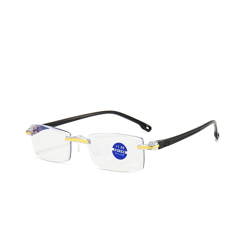 1 pár za 460 Kč 🧐👓 Elegantní brýle na čtení s filtrem modrého světla; bezrámový design pro snížení únavy očí a prevenci krátkozrakosti; vhodné pro muže i ženy.