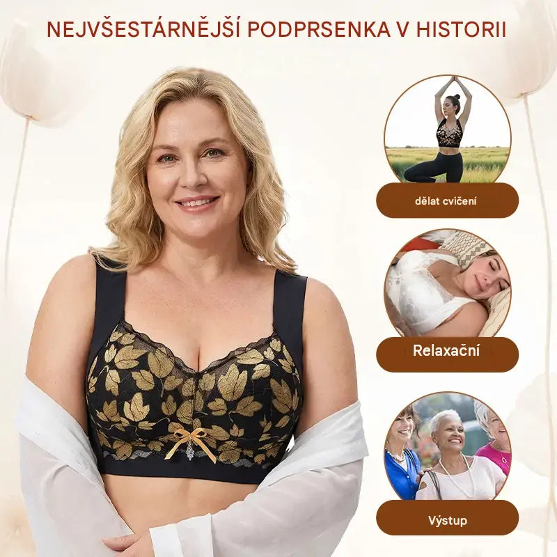 💖【3ks】1 sada za 520 Kč 🥰 Krajkové podprsenky ve velkých velikostech (M–4XL), bez kostic, s okouzlujícím střihem na zádech, sexy a prodyšné, bezešvé provedení, 【40–100 kg】
