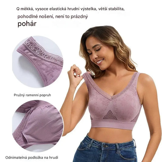 【3 kusů】✨Bezdrátová krajková podprsenka s vysokou podporou pro ženy 40-120 kg