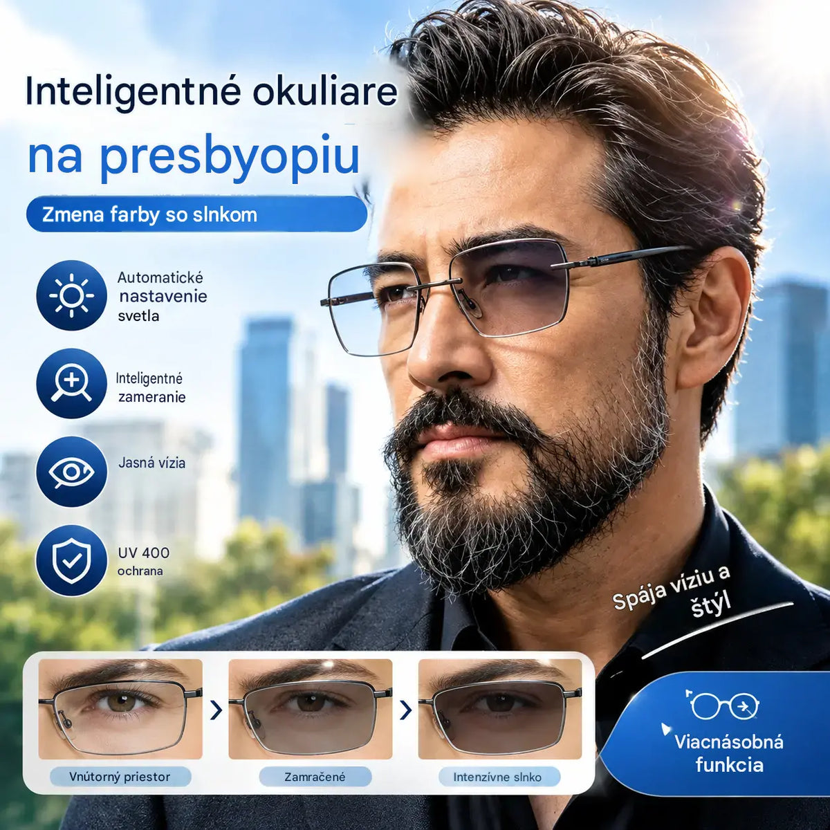 (🔥Kupte jedny a druhé získáte zdarma🔥) Inteligentní fotosenzitivní brýle na čtení s technologií Smart Zoom