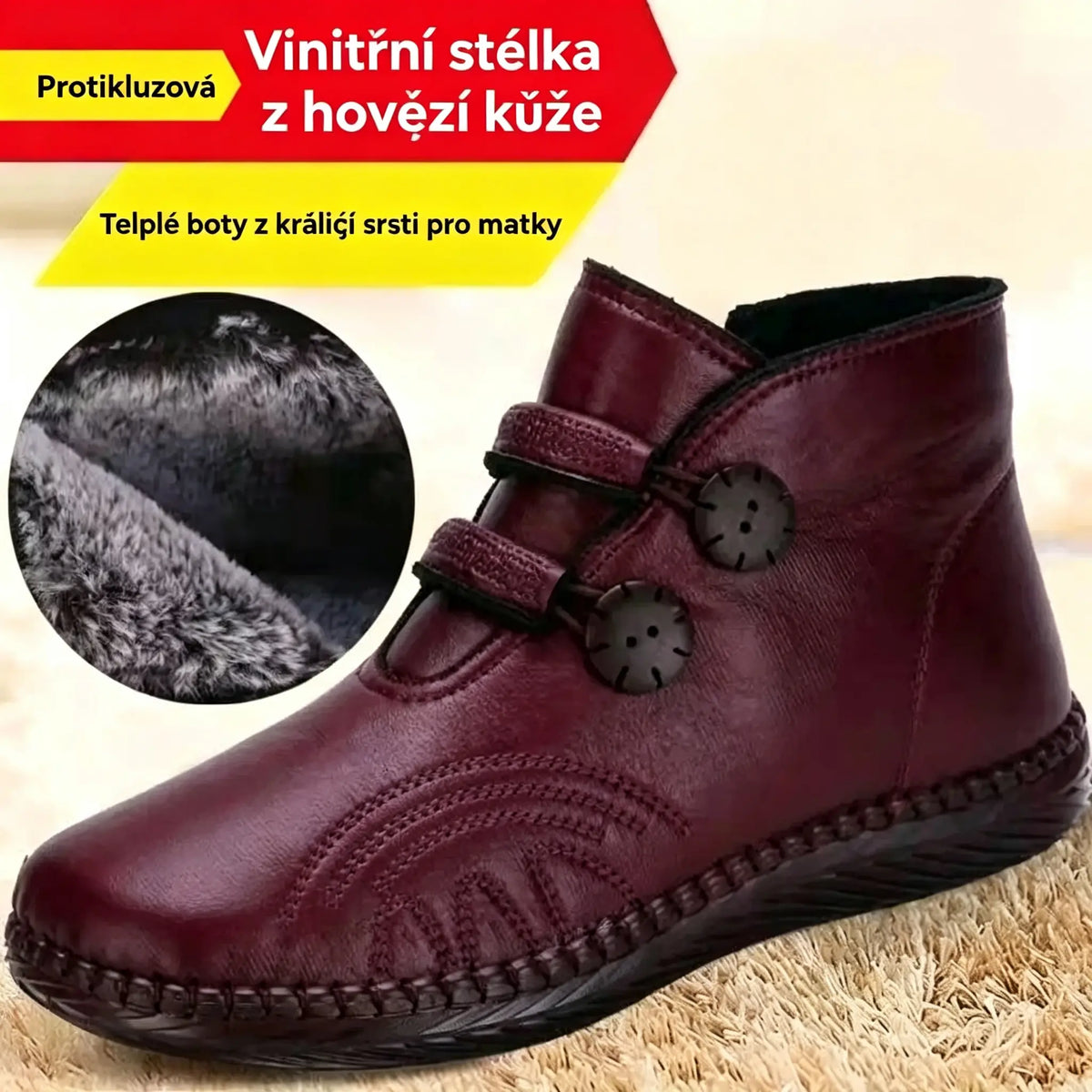 🔥🔥👢【50% SLEVA！！！！】💥【35-40】Dámské kožené, bavlněné, protiskluzové, ručně vyráběné boty na podzim a zimu